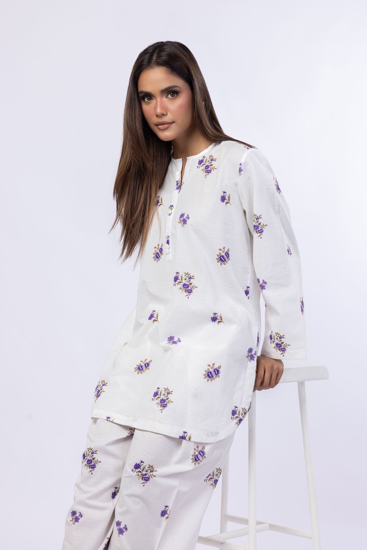 Printed Cotton Dobby Kurta - 25-08-8E6-02TA-VG