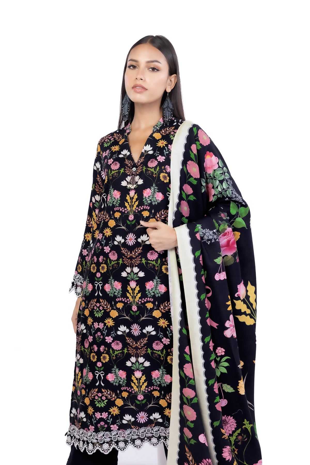 Embroidered Blended Khaddar Tailored 3 Piece - MT23AST-VG