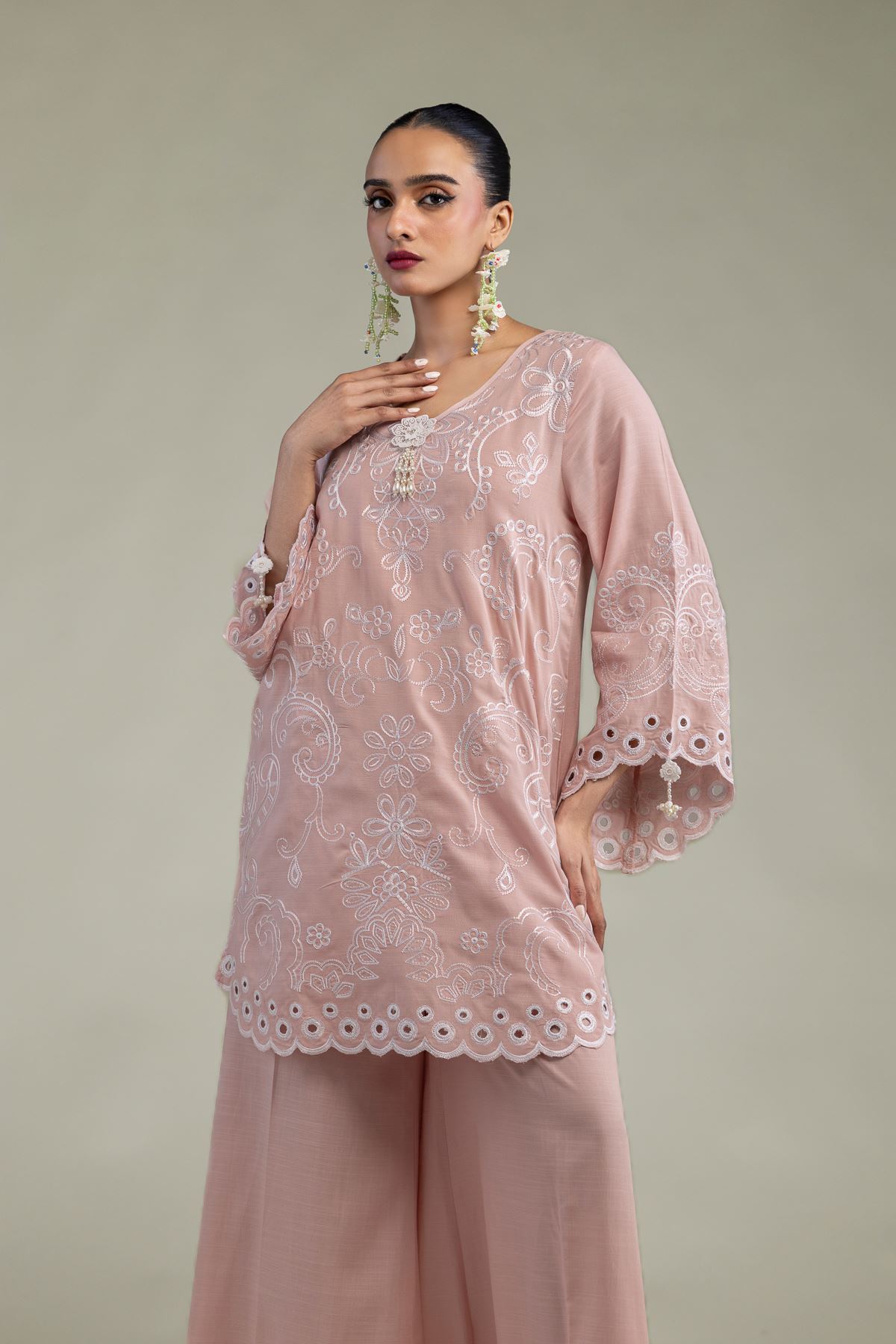 Embroidered Raw Silk Floral Silk Kurta - 1-26-102-A-F-VG