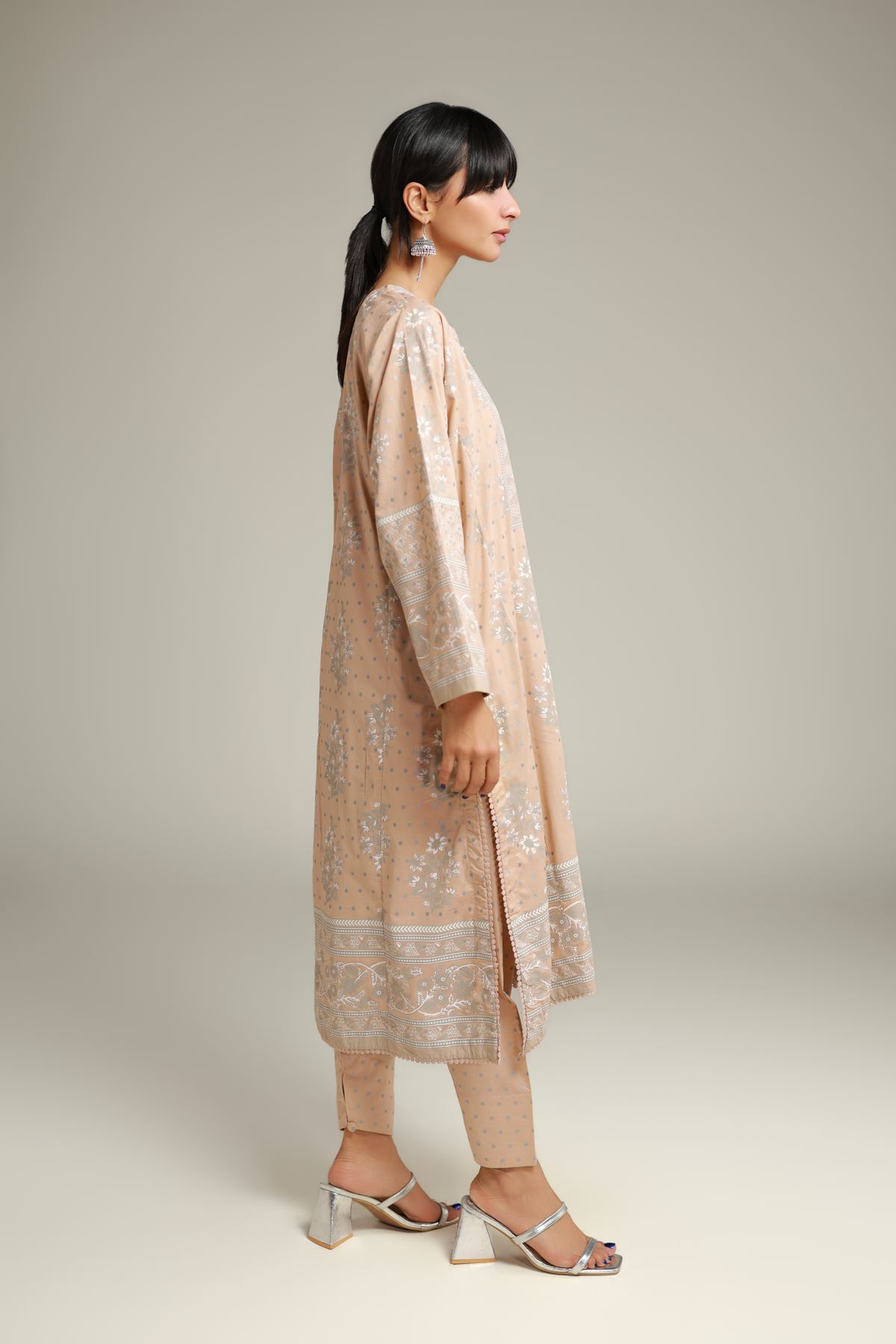 Printed Cambric Longline Cambric Kurta - 25-00-X1-03TA-VG