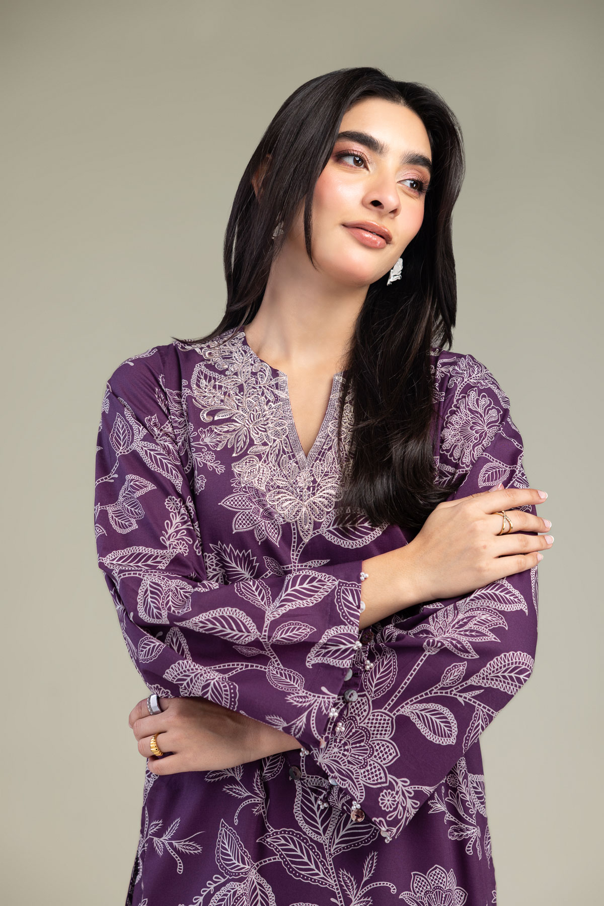 Embroidered Cambric Purple Cambric Kurta - 1-26-320-A-I2-VG