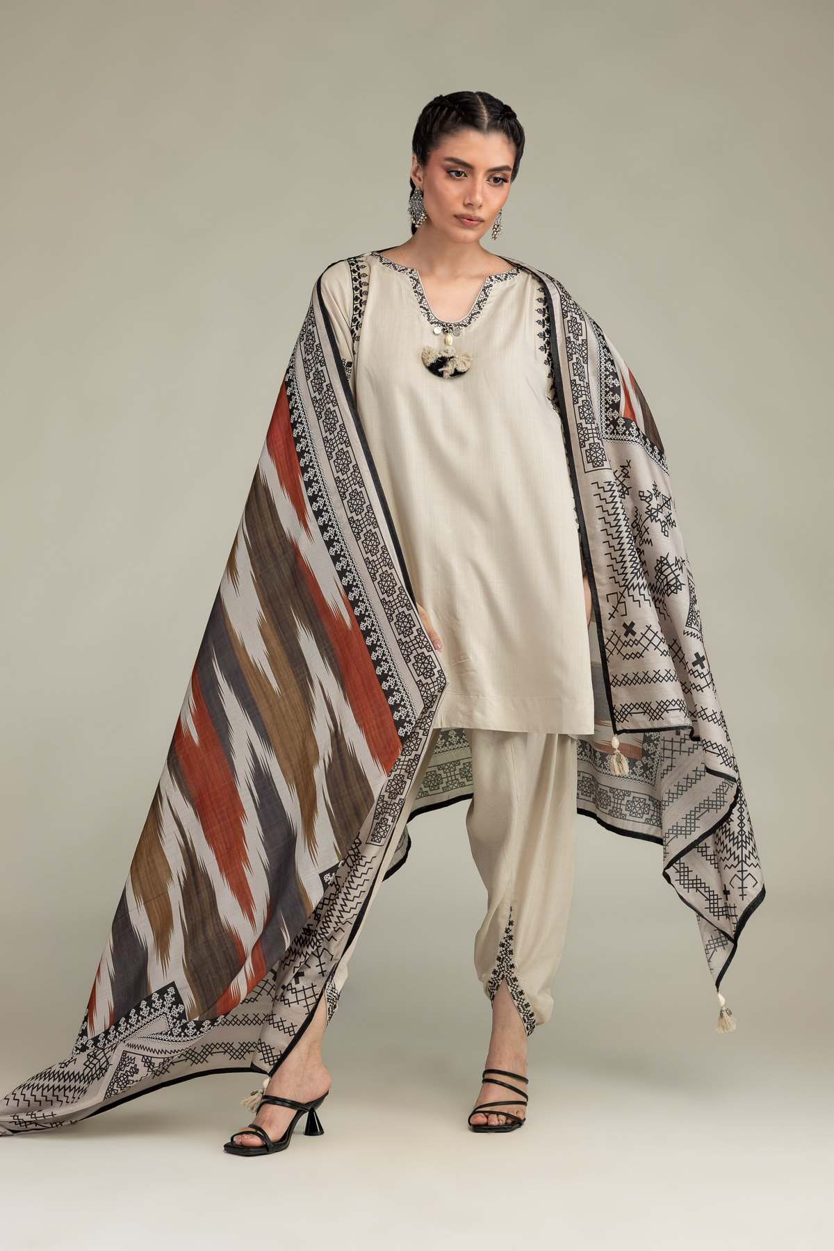 Embroidered Polyester Silk Polyster Silk Dupatta - 1-26-102-A-F-VG