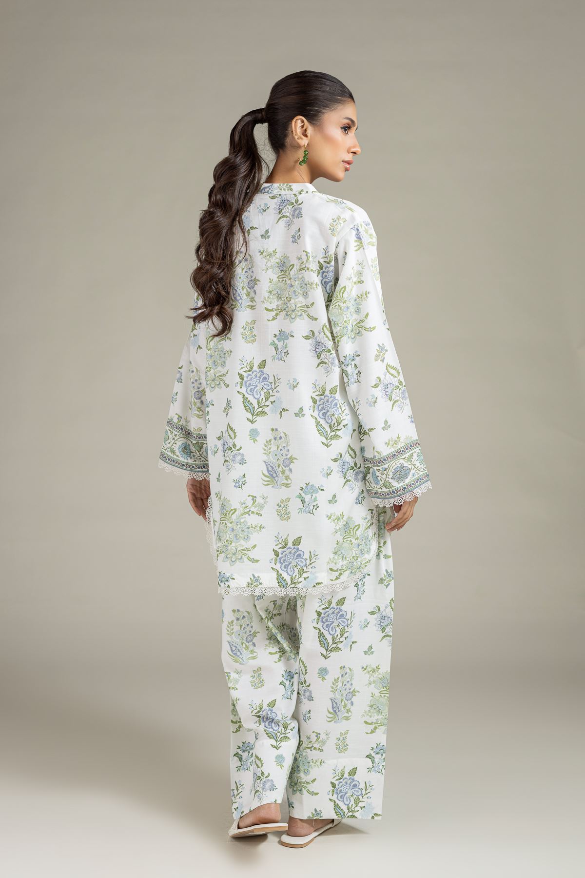 Printed Raw Silk Kurta - 25-08-12E8-04TA-VG