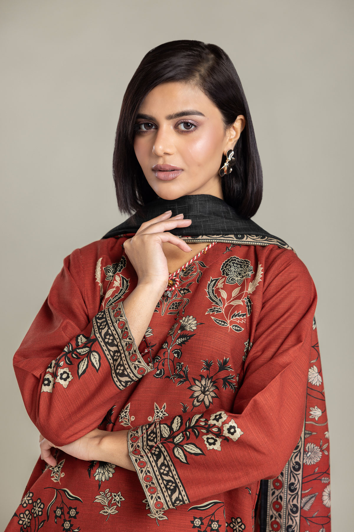 Printed Light Khaddar Tailored 3-Piece Set - 1-26-226-A-A2-VG