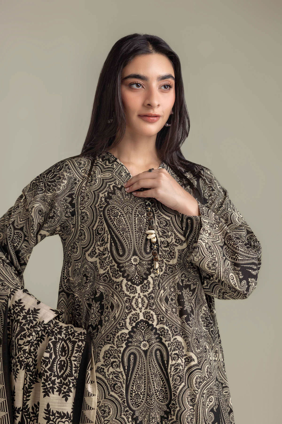 Printed Light Khaddar 3 Piece Tailored - 2-26-308-A-G1-VG