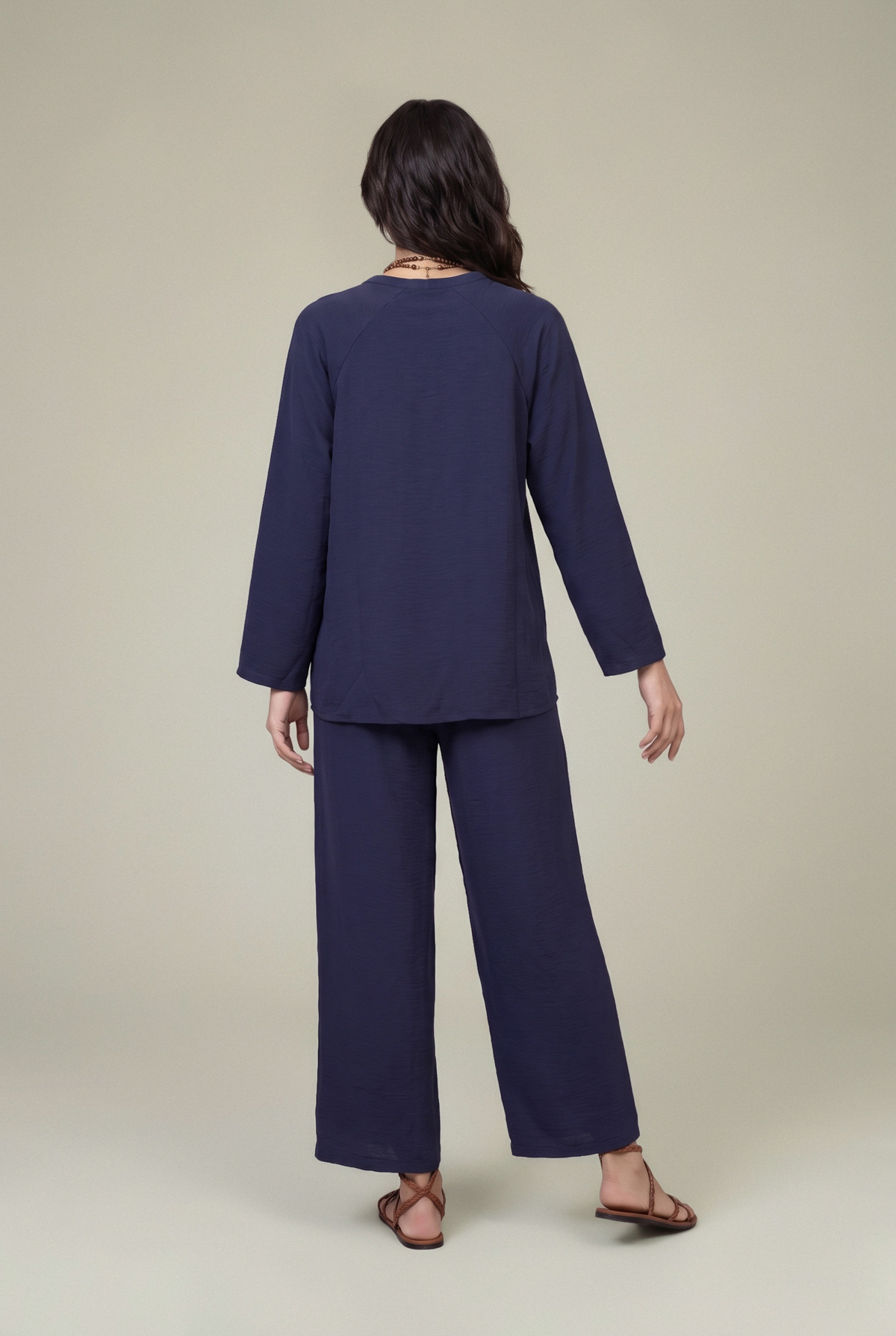 Dyed Textured Georgette V-Neck Solid Tunic - 1-26-229-B-F1-VG