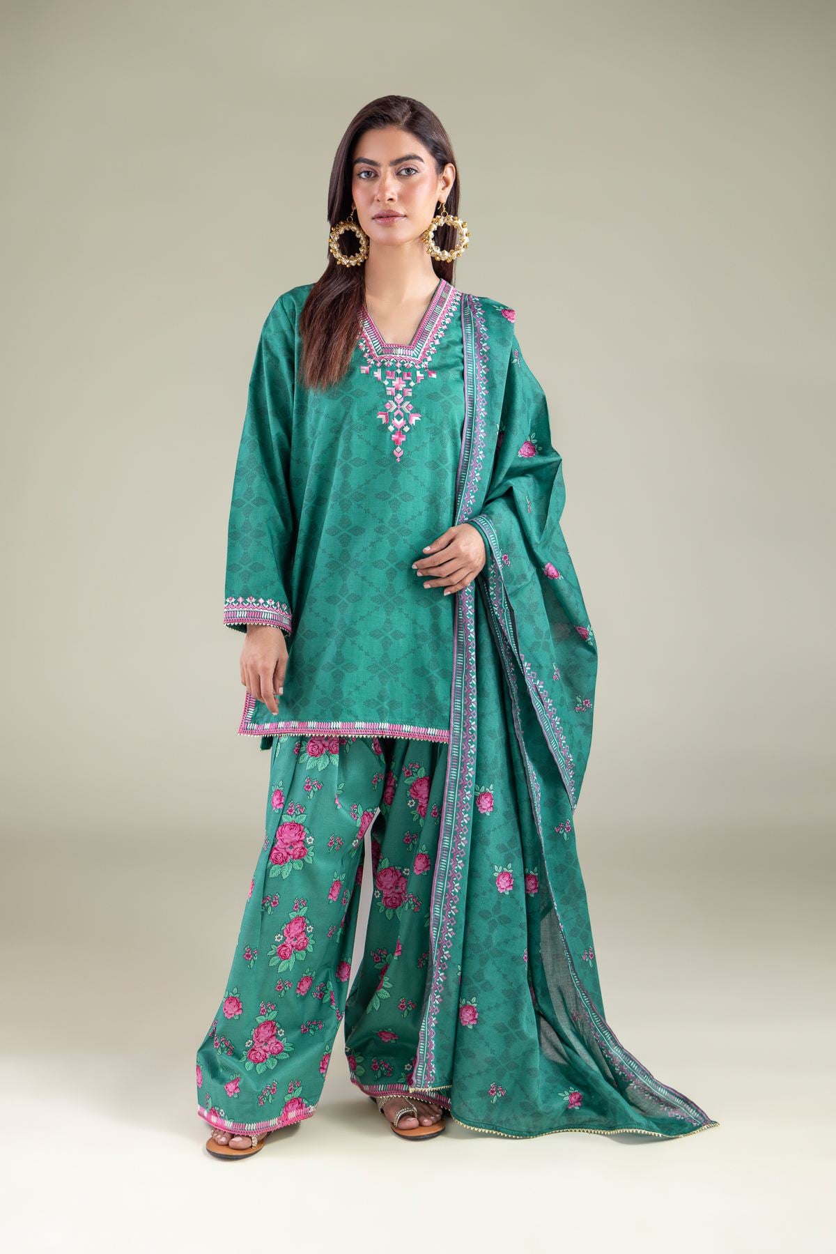 Embroidered Cambric Shalwar - 1-26-119-A-H-VG