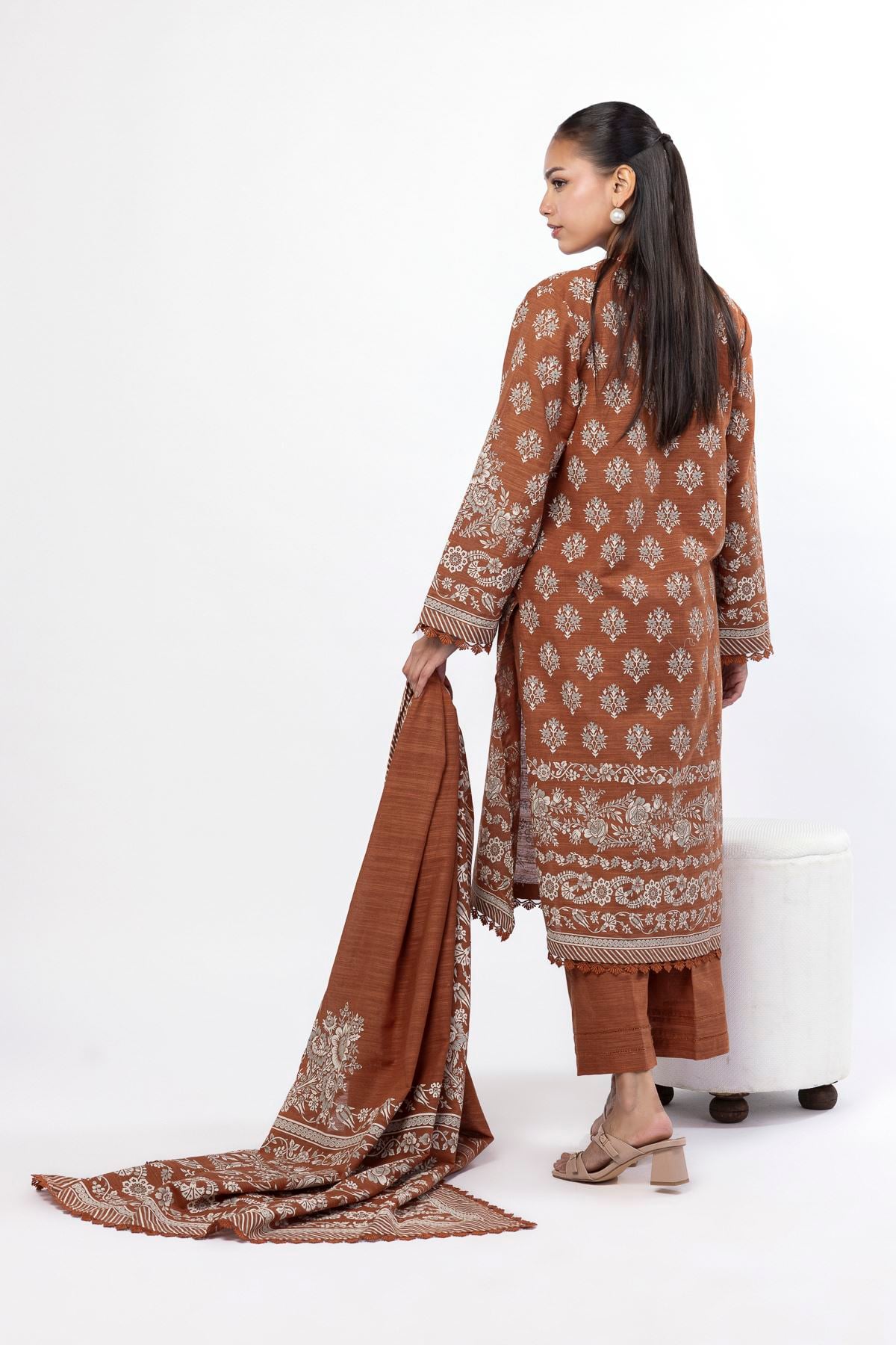 Printed Slub Cotton Tailored 3 Piece - LKN99AST-VG