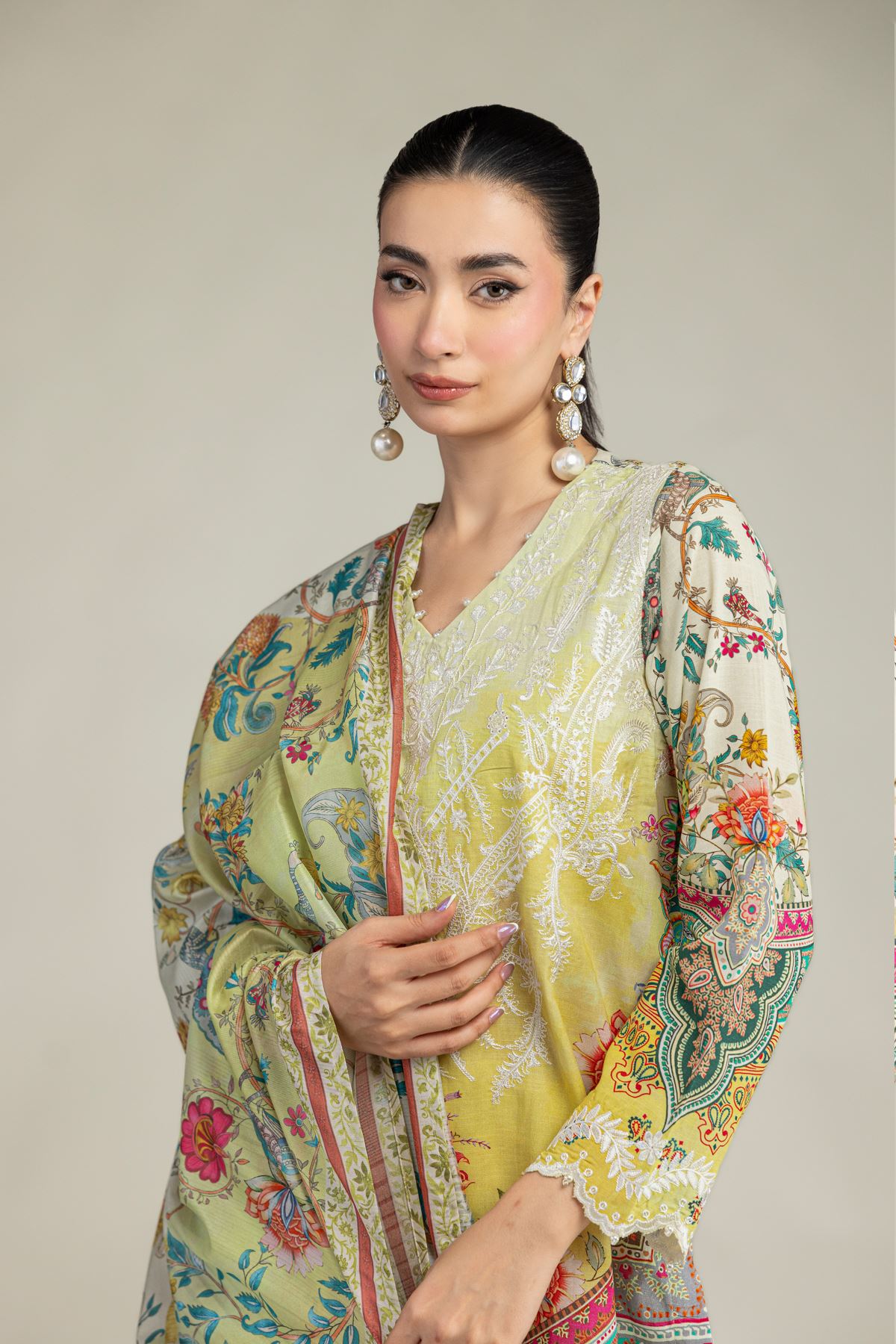 Embroidered Polyester Silk Silk Floral Dupatta - 2-26-207-A-J1-VG