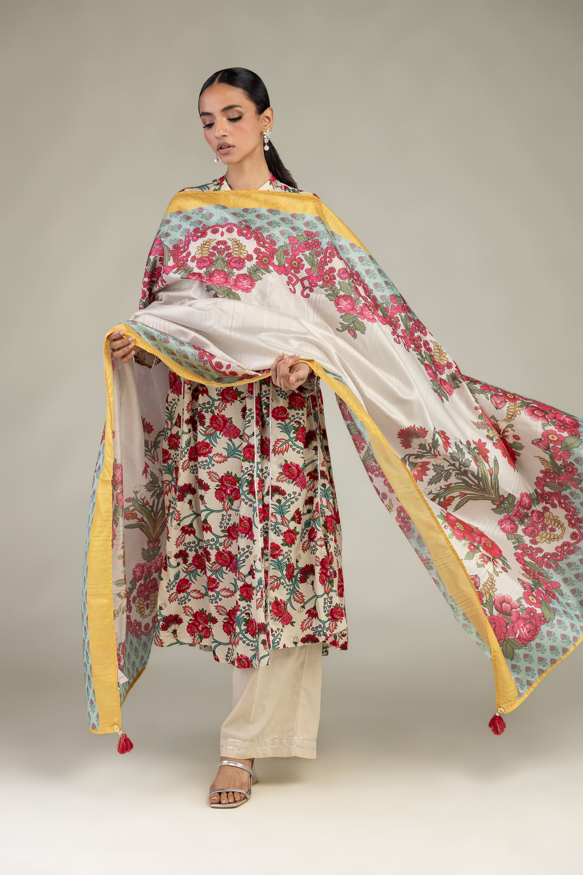 Embroidered Raw Silk Pants - 2-26-202-A-D-VG