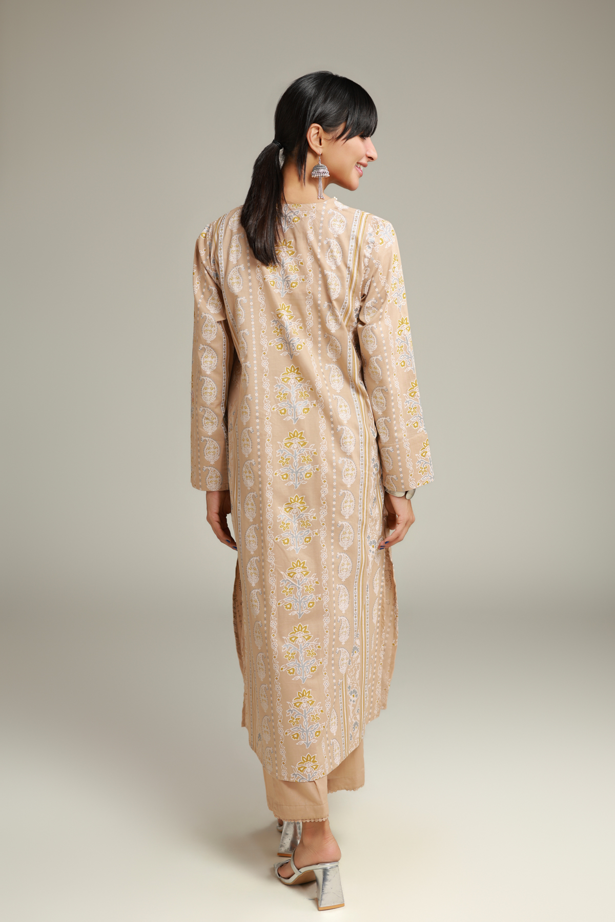 Printed Cambric Floral Longline Kurta - 1-26-228-A-J2-VG