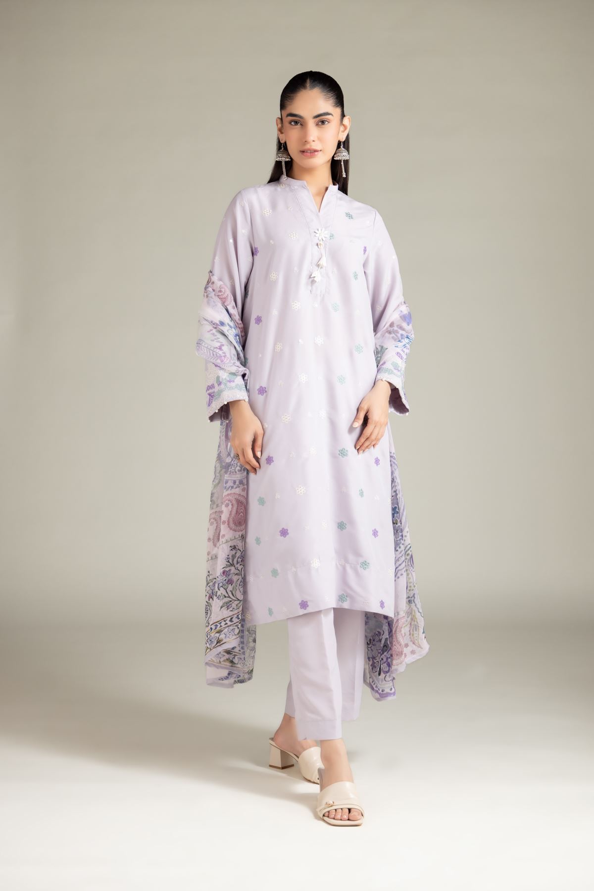 Embroidered Blended Cambric Pants - 1-26-126-A-A-VG