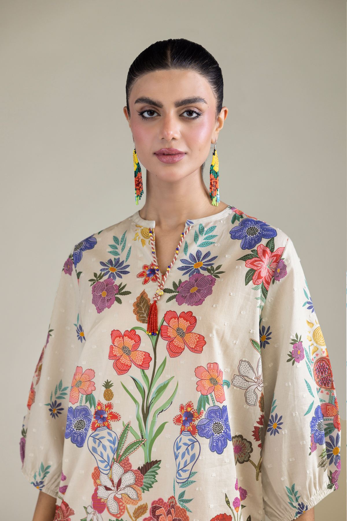Embroidered Cambric Short Cambric Blouse - 1-26-211-A-A2-VG
