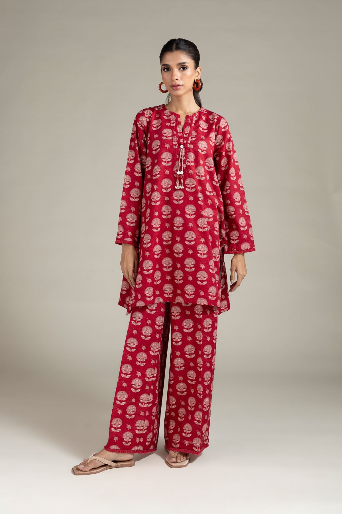 Printed Khaddar Kurta - EET245137A-VG