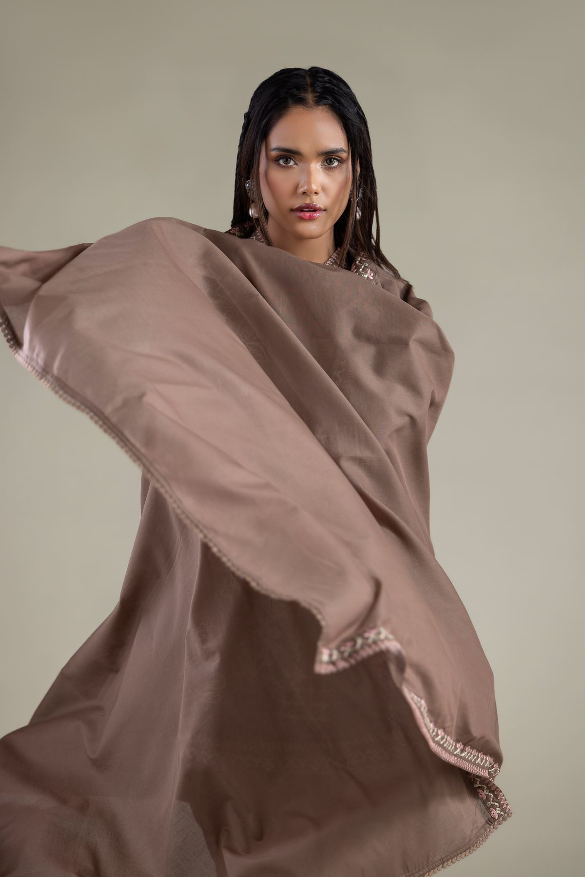 Embroidered Lawn Solid Threadwork Dupatta - 1-26-108-A-D-VG