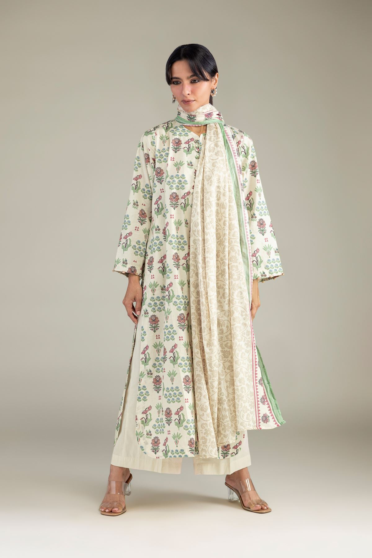 Lawn Lawn Floral Dupatta - 1-26-301-B-I1-VG