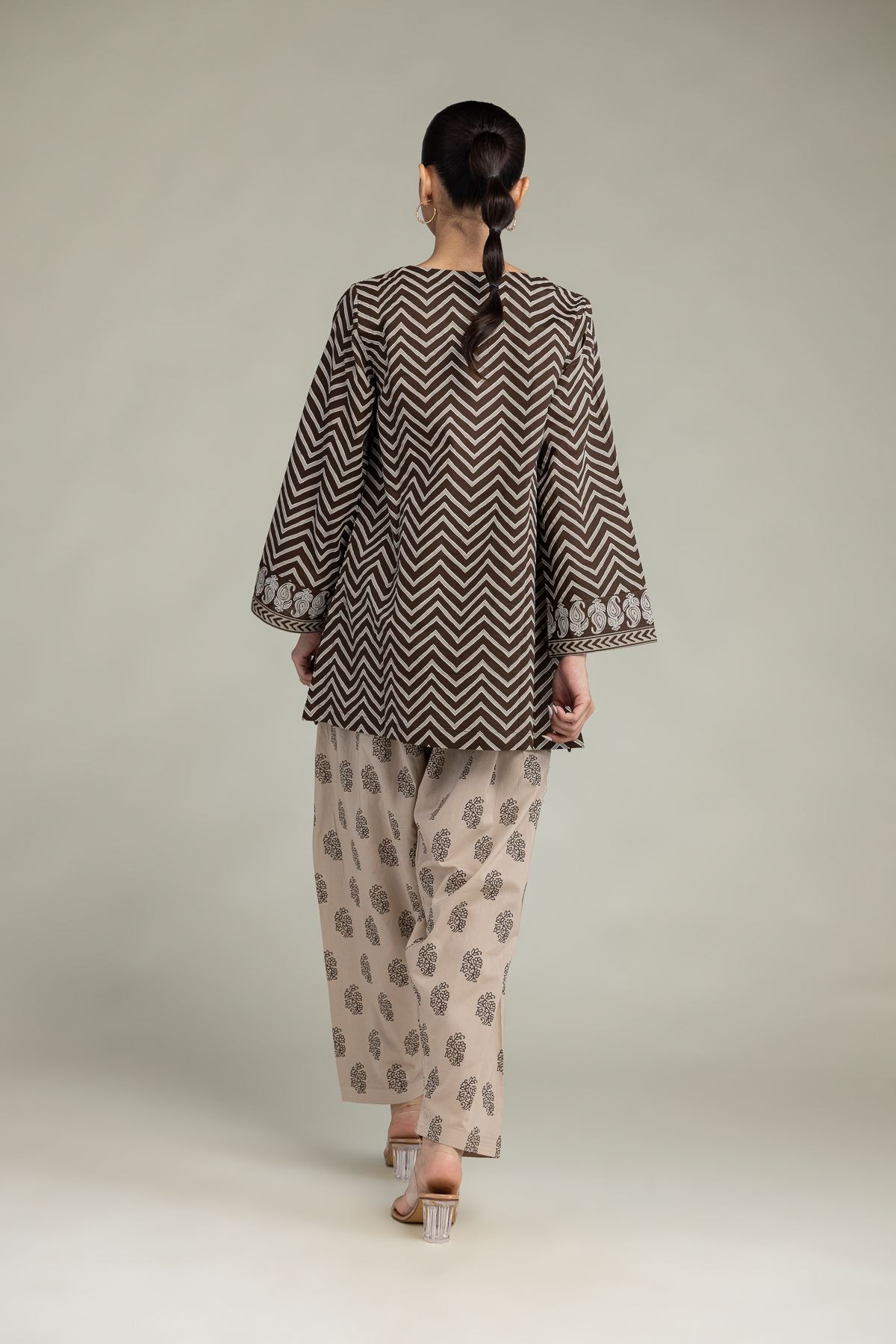 Printed Cambric Brown Short Kurta - 1-26-301-B-I1-VG