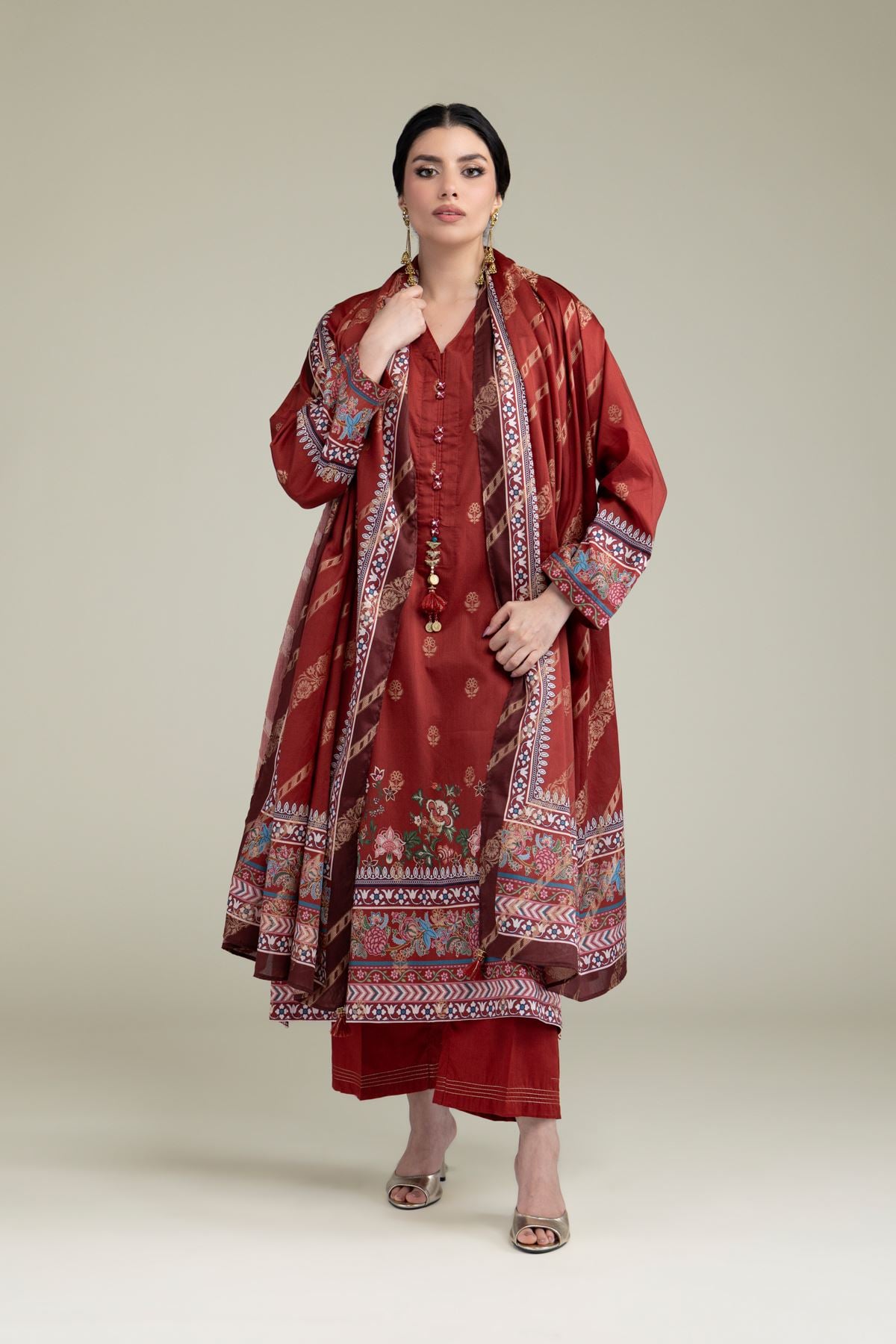 Printed Jacquard 3-Piece Tailored Set - 1-26-102-A-F-VG