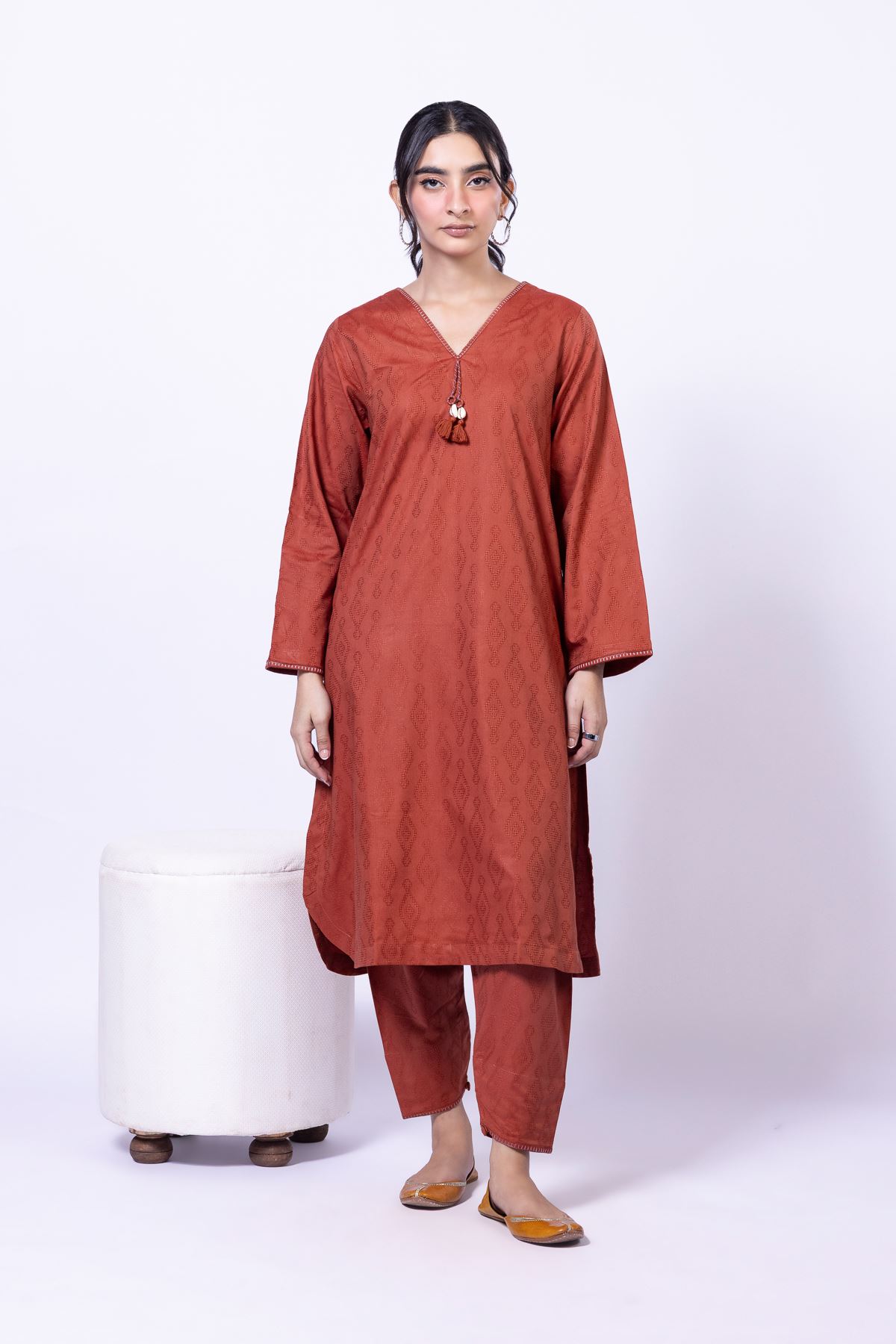 Dyed Jacquard Kurta - 25-09-11E11-10TA-VG