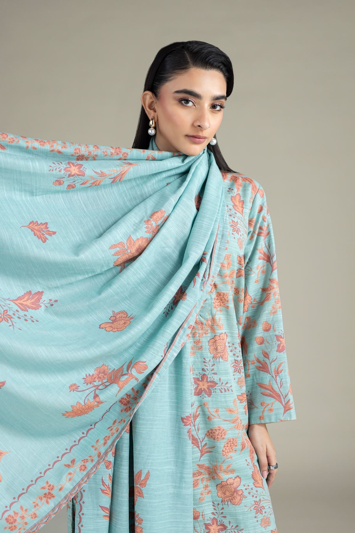 Printed Textured Cotton Dupatta - 25-10-10S6-03TA-VG