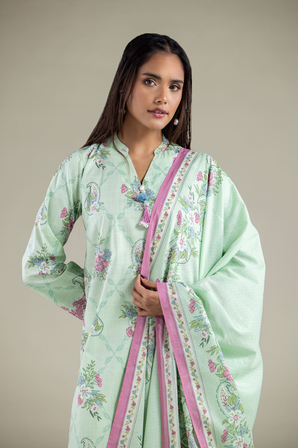 Embroidered Textured Lawn Dupatta - 1001916609