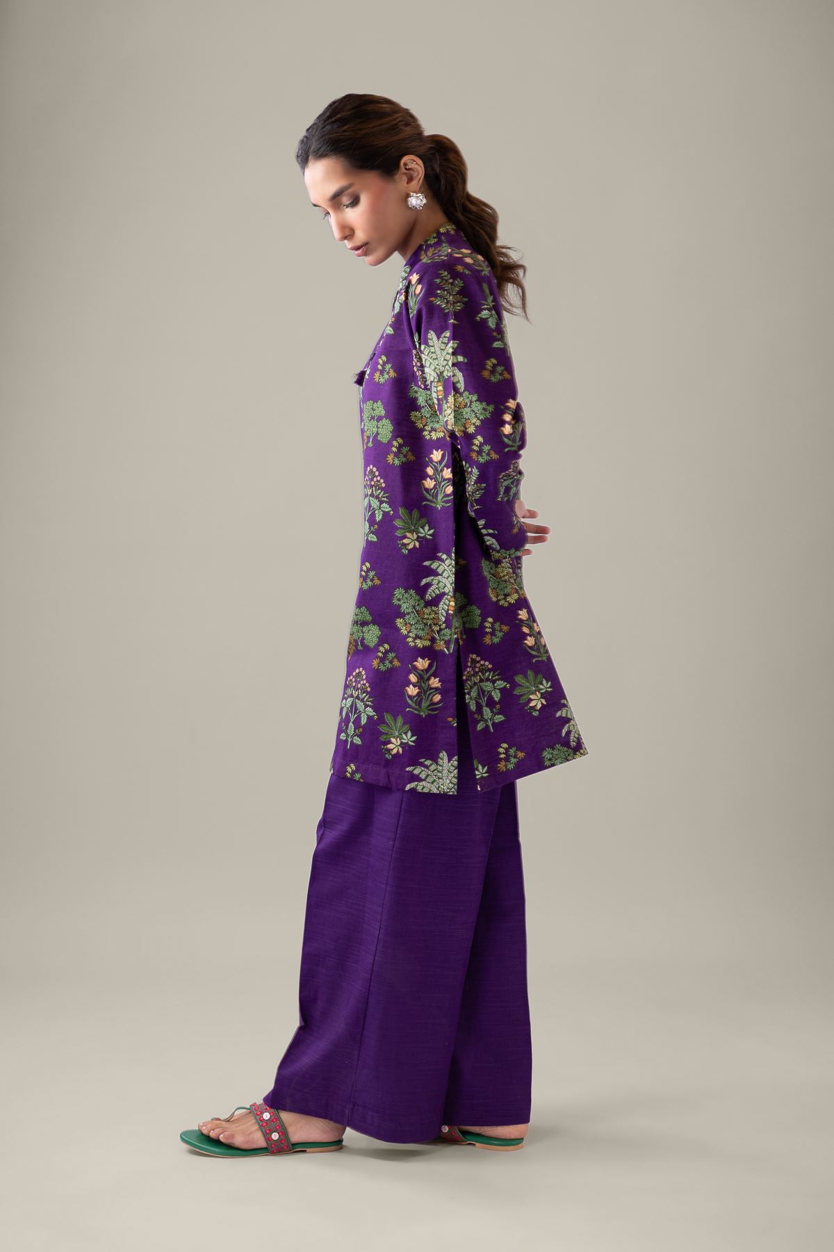 Printed Khaddar Kurta - 25-09-12E2-02TA-VG