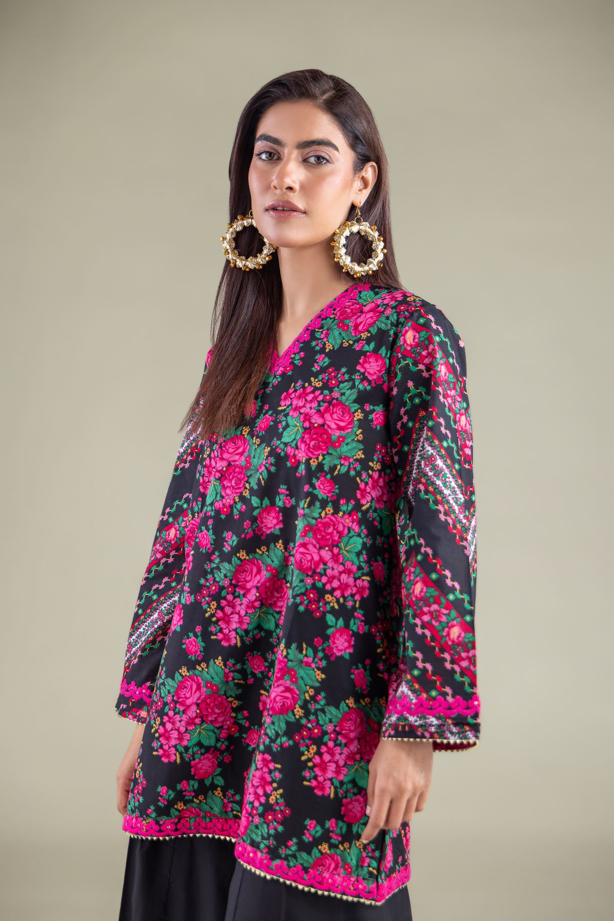Embroidered Cambric Kurta - 1-26-112-A-F-VG