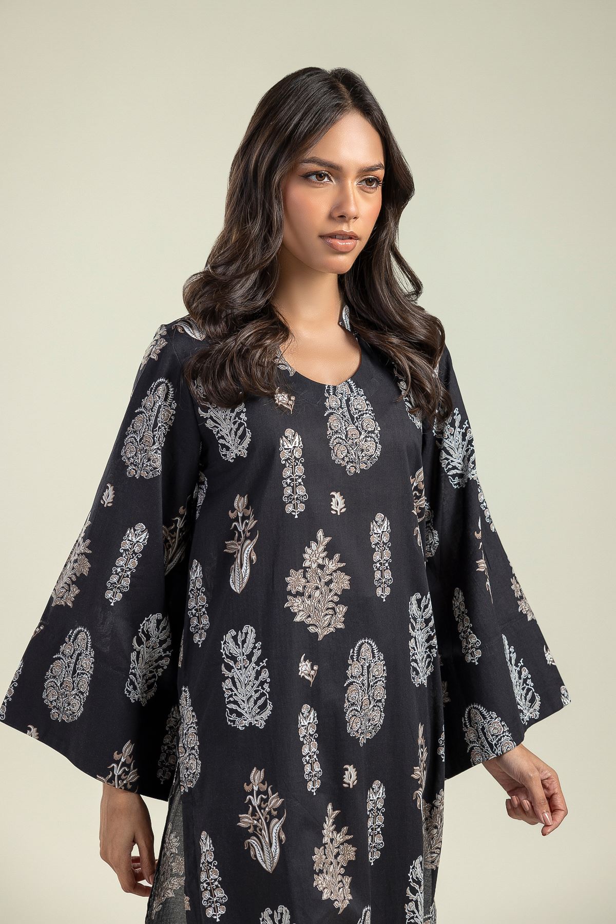 Printed Cambric Kurta - 1-26-124-B-F-VG