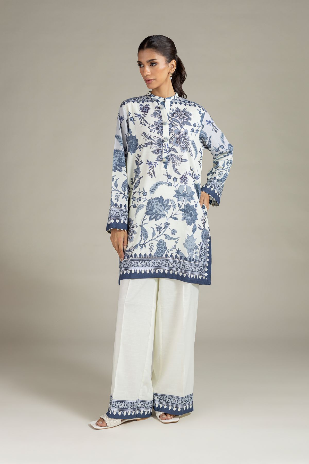 Printed Raw Silk Kurta - OTD4-EX22-10TA-VG