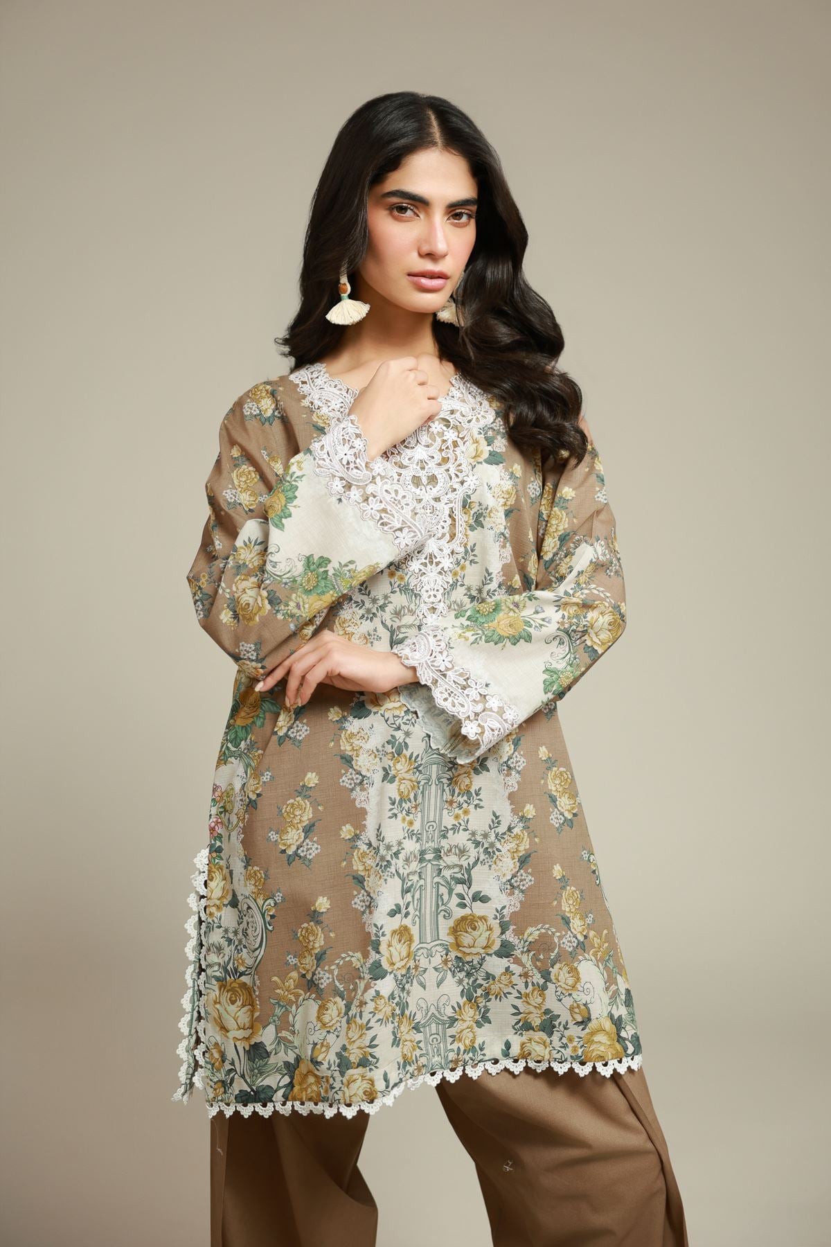 Embroidered Cambric Floral 2-Piece Co-ords - T-A113-26-111EE1-VG
