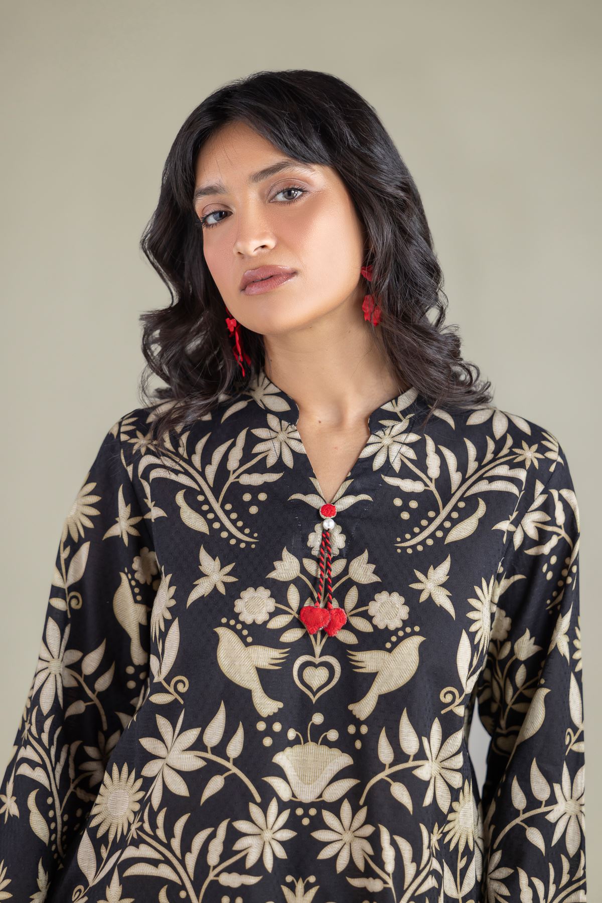 Embroidered Cotton Dobby Kurta - 1-26-113-A-B-VG