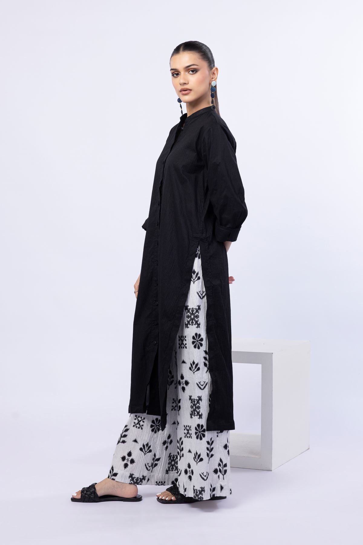 Printed Ripple Crinkle Pants - 25-04E43-07BB-VG