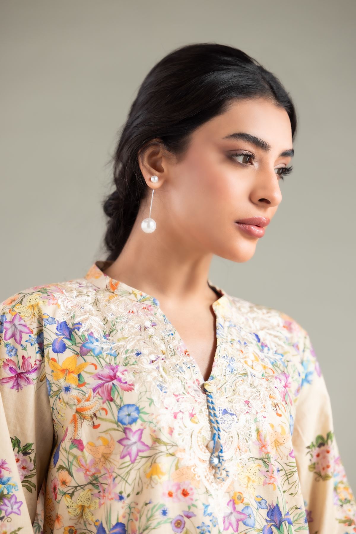 Embroidered Textured Cotton Kurta - 1-26-130-A-B-VG