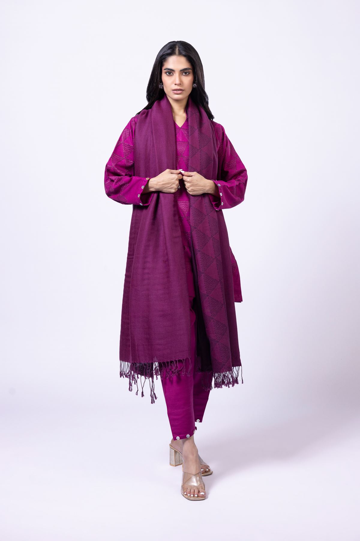 Embroidered Khaddar Kurta - 25-09-12E2-10TA-VG