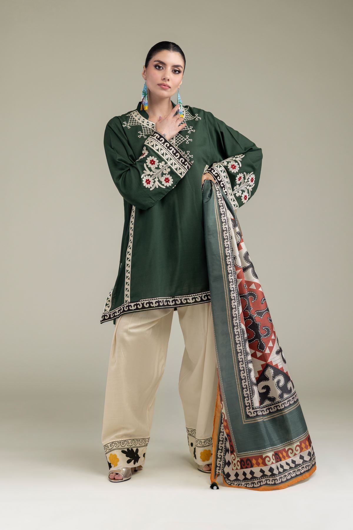 Embroidered Polyester Silk Silk Dupatta - 2-26-204-A-E1-VG