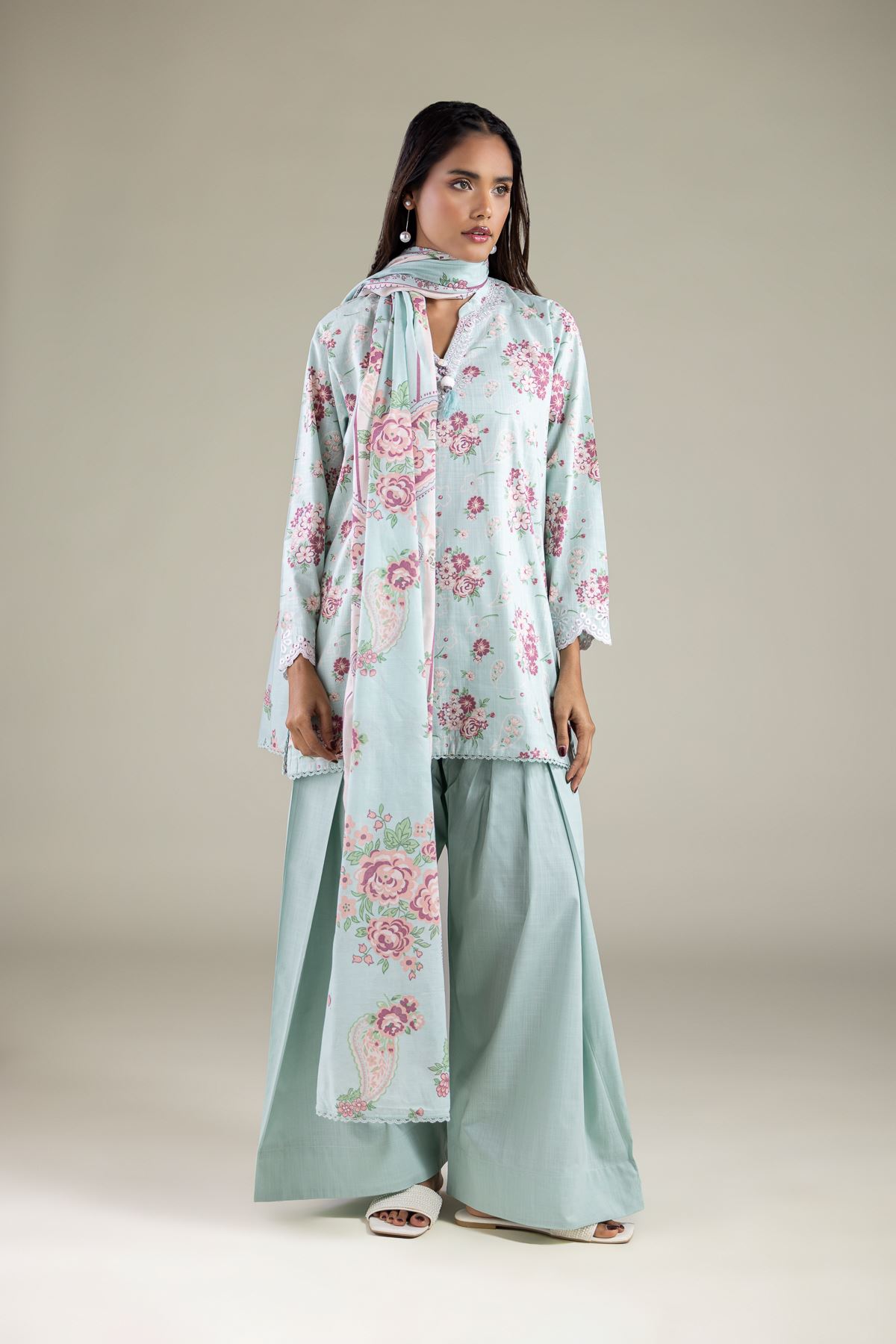 Embroidered Textured Lawn Dupatta - 1-26-123-C-E-VG