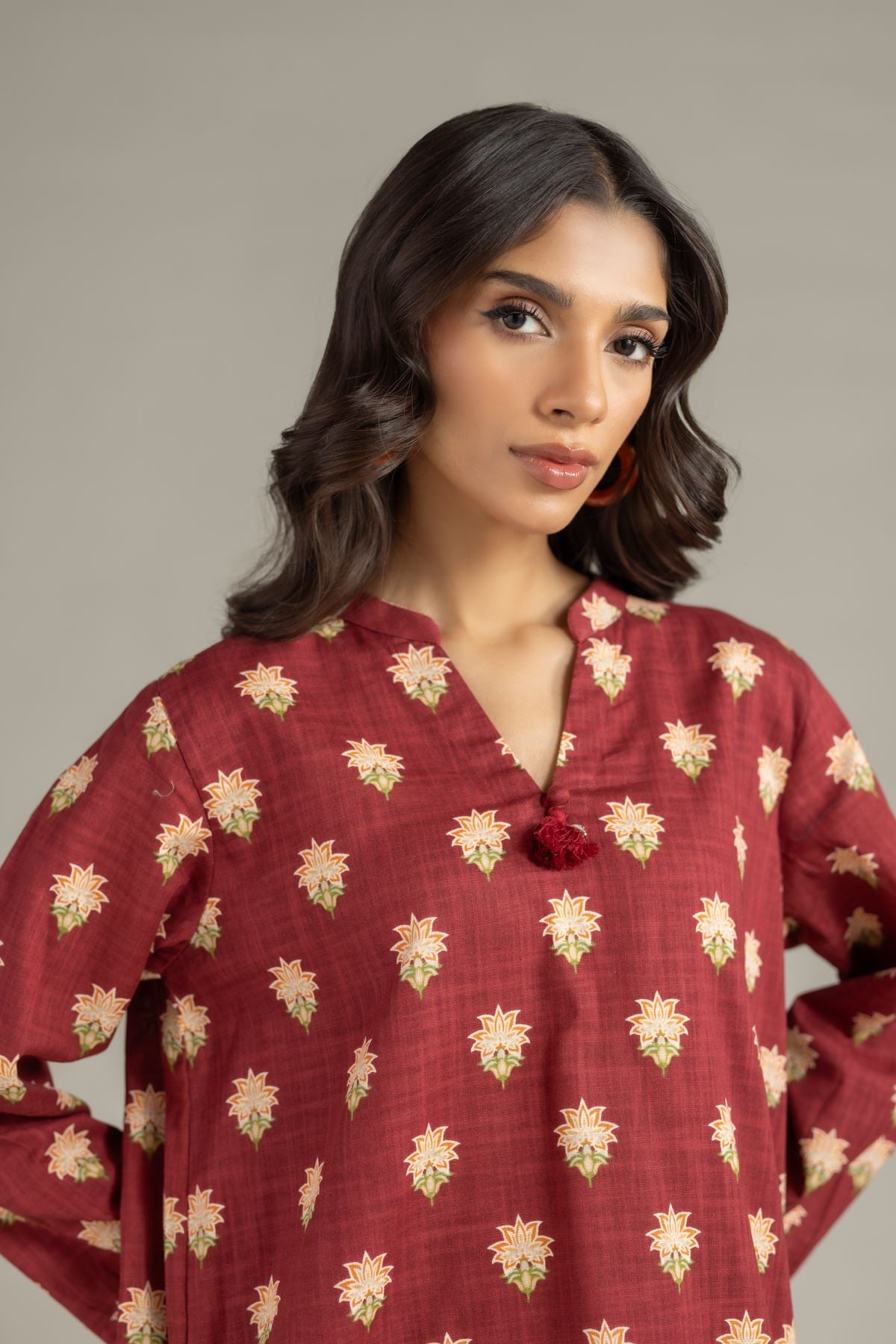 Printed Heavy Textured Cotton Kurta - OTD4-EX23-05TA-VG