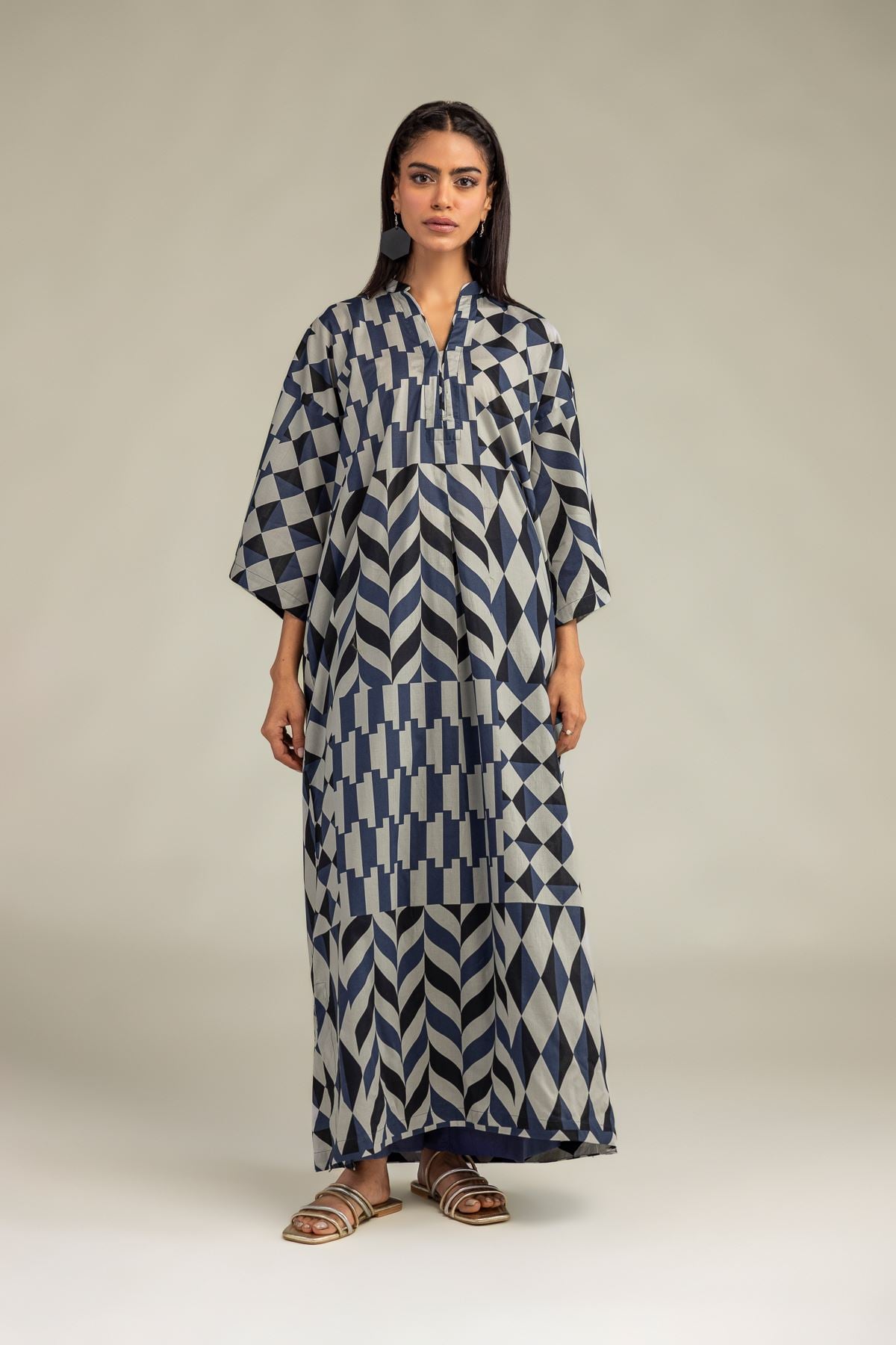 Printed Cambric Long Cambric Kurta - 1-26-320-A-D2-VG