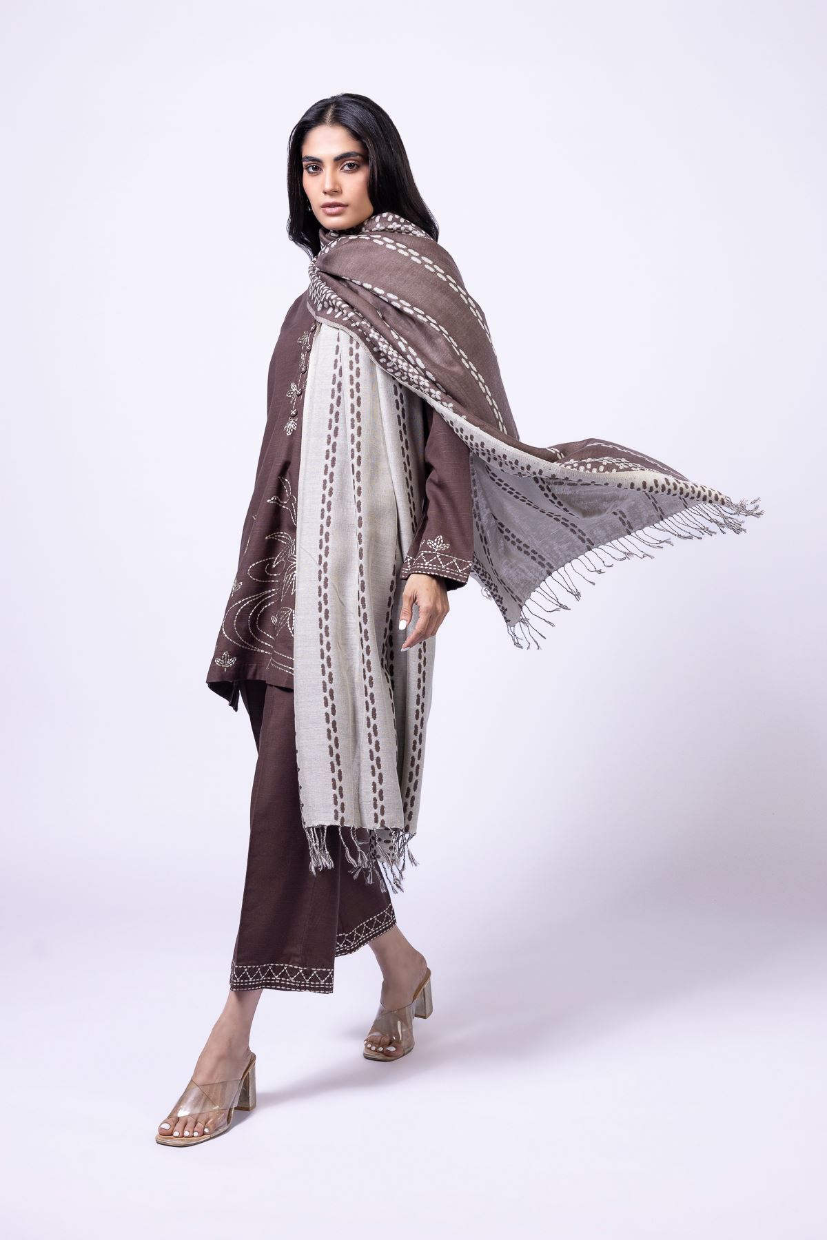 Dyed Acrylic Shawl - 25-09-11E14-09TA-VG
