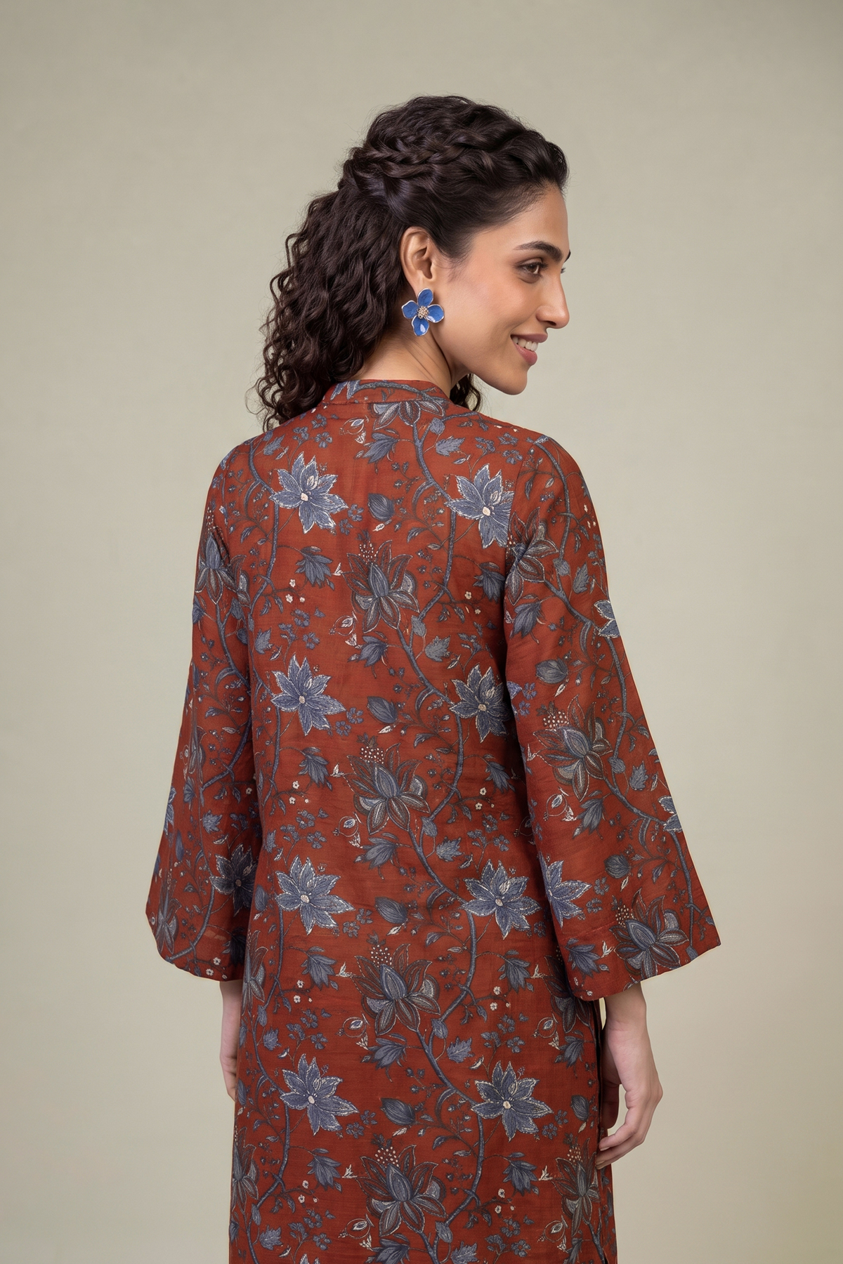 Printed Light Khaddar Long Khaddar Kurta - 1-26-415-A-C2-VG
