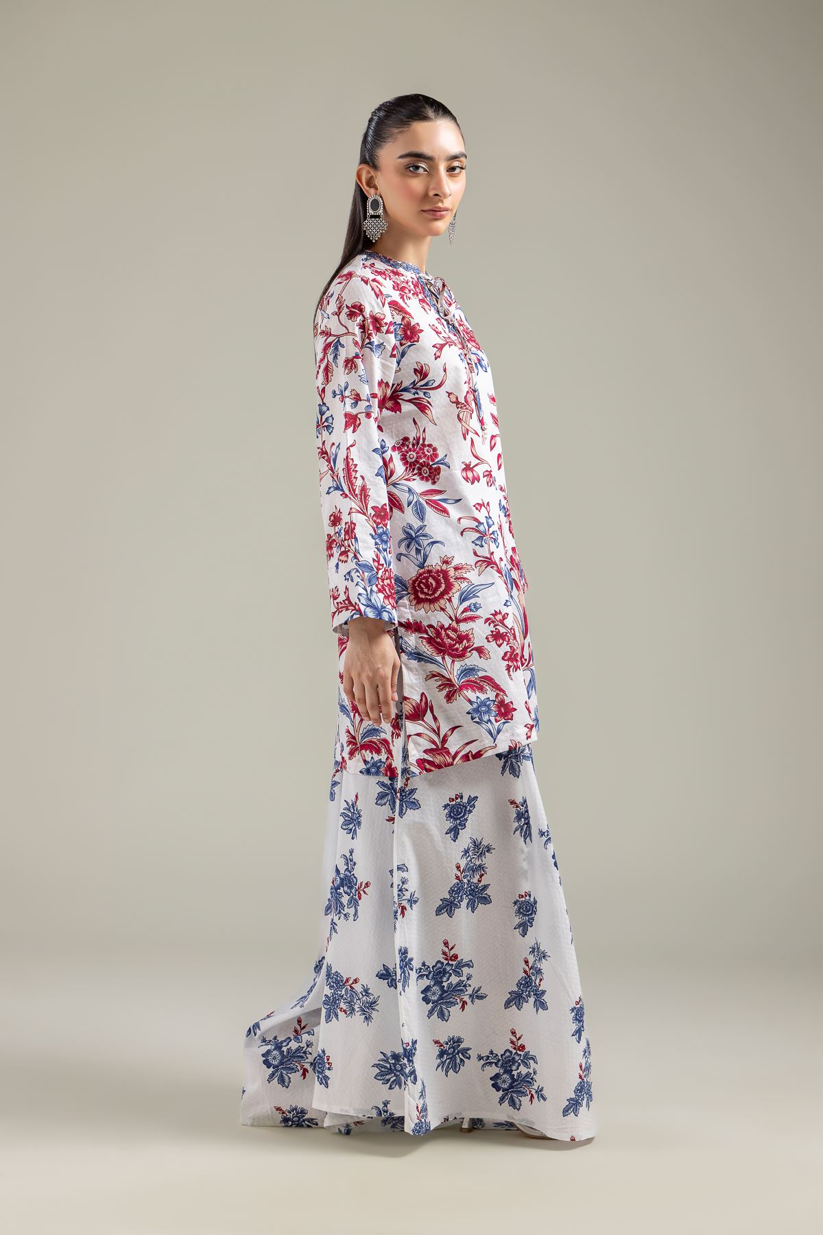 Embroidered Cotton Dobby White Floral Pants - 1-26-118-A-D-VG