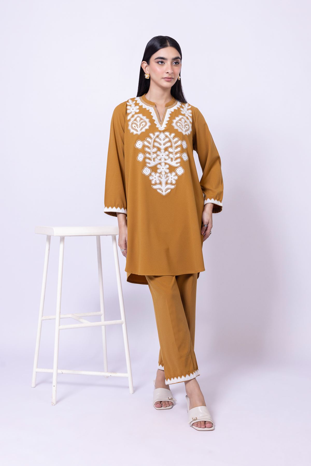 Embroidered Georgette Pants - 1-26-130-A-F-VG