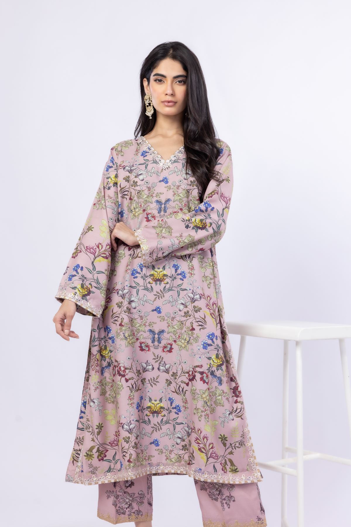 Embroidered Russian Raw Silk Kurta - 25-09-9S3-05TB-VG