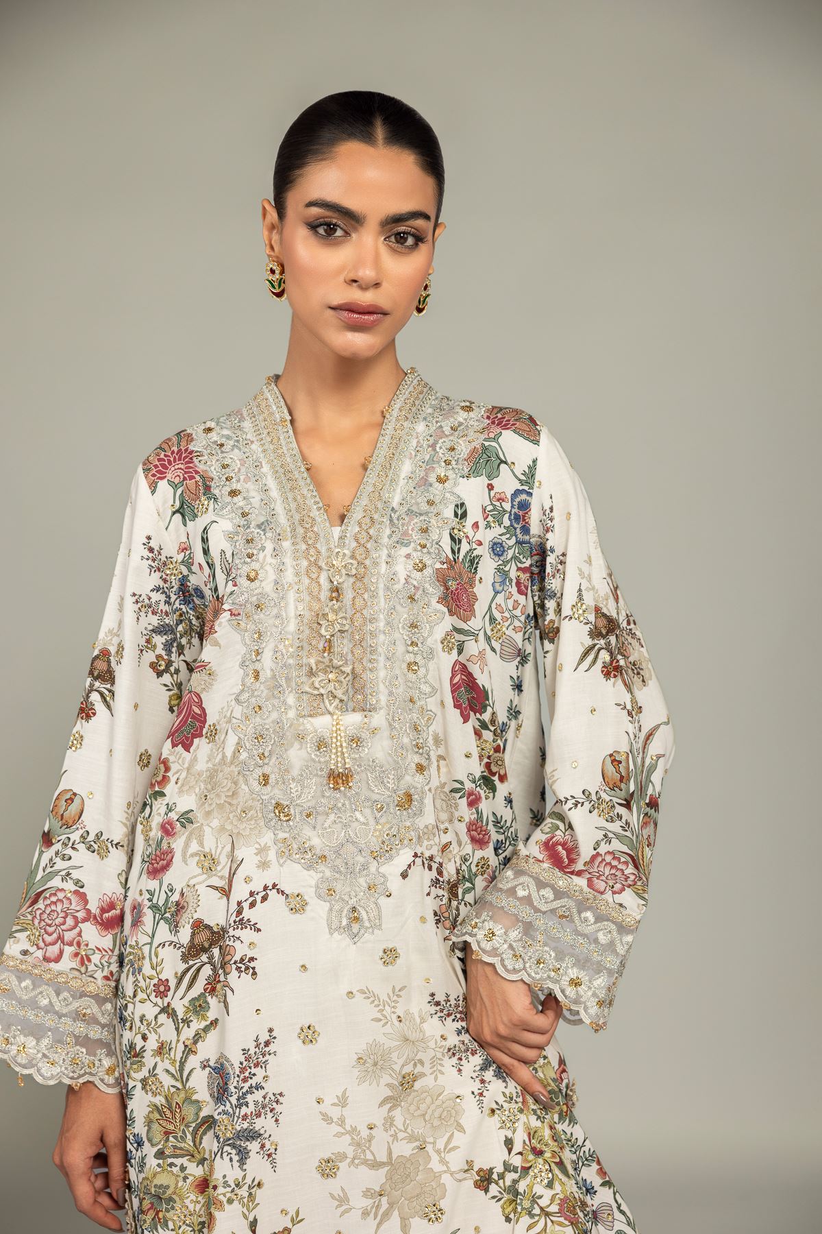 Embroidered Raw Silk 2-Piece Co-ord Set - 8-26-303-A-C1-VG