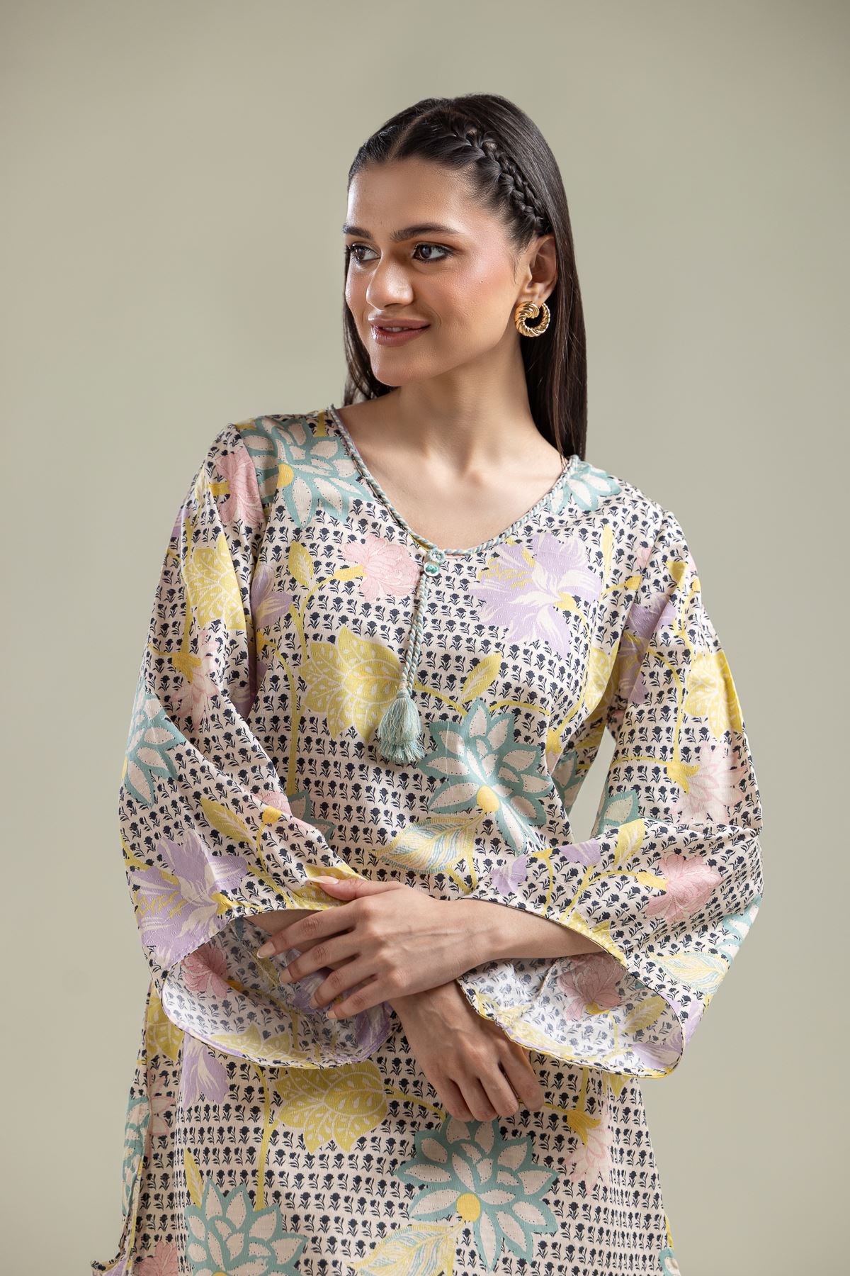 Printed Cotton Dobby Kurta - T-A112-26-120EA2-VG