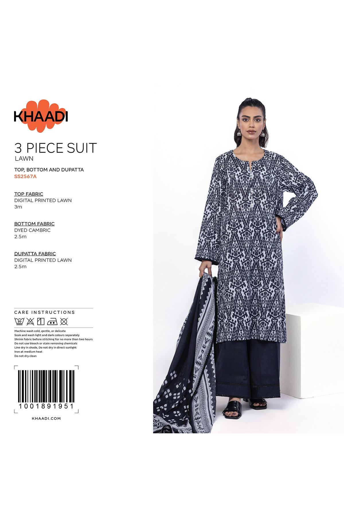 Printed Lawn Fabrics 3 Piece - CA02A-VG