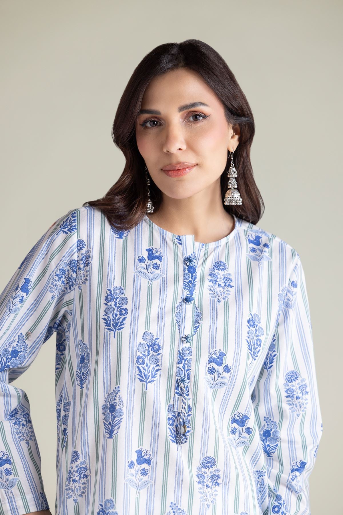 Embroidered Cambric Floral Cambric Kurta - 1-26-139-A-B-VG