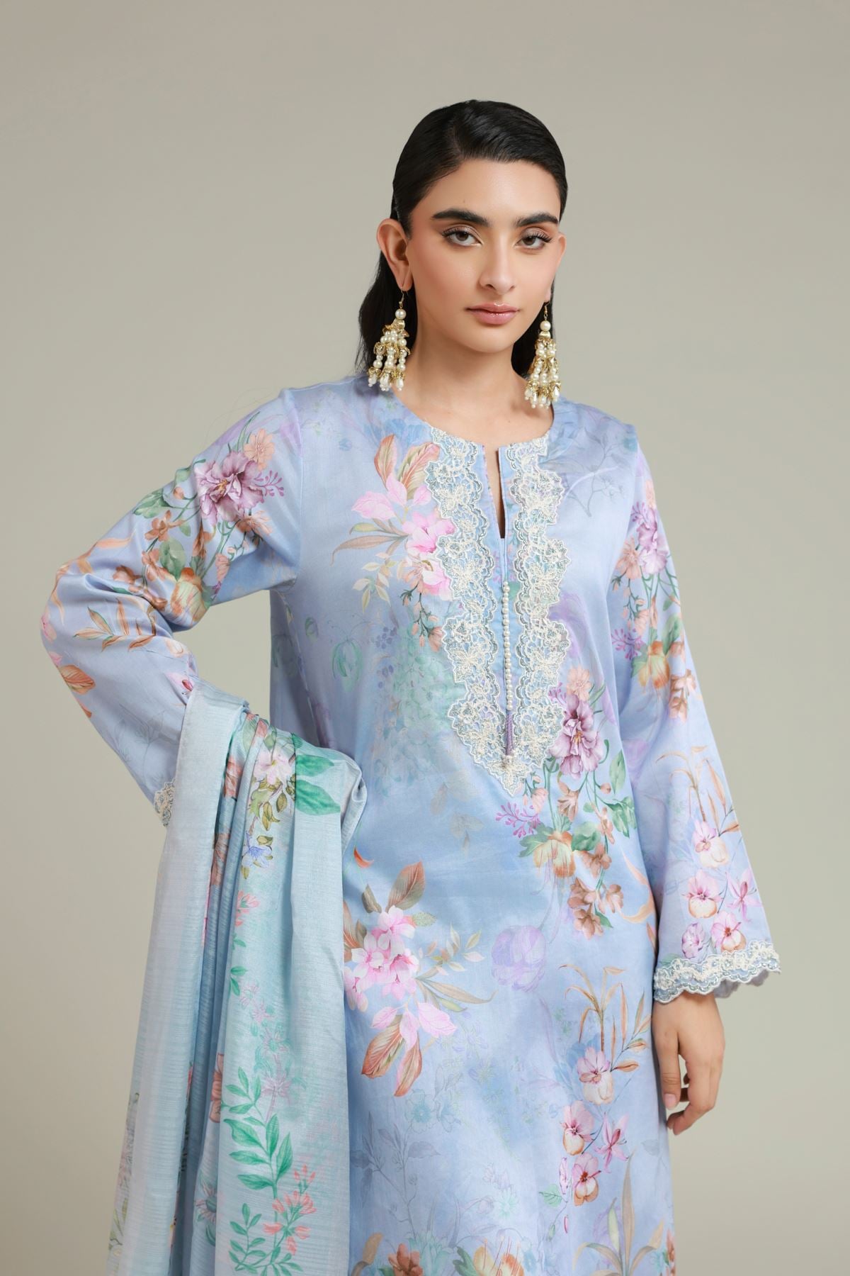 Printed Satin Tailored 3 Piece - T-A22-26-107FA-VG