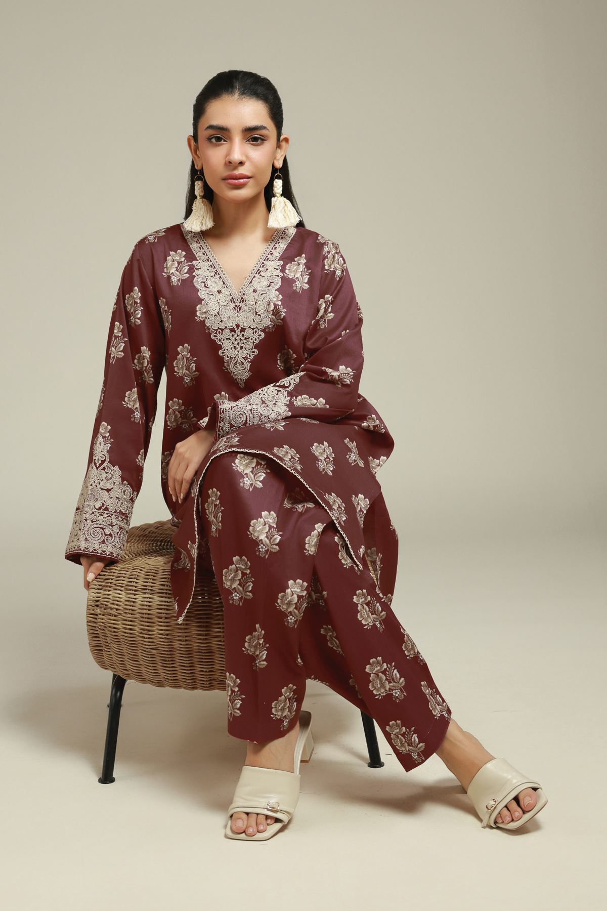 Printed Satin Fabrics 2 Piece - A113-26-110EH1-VG