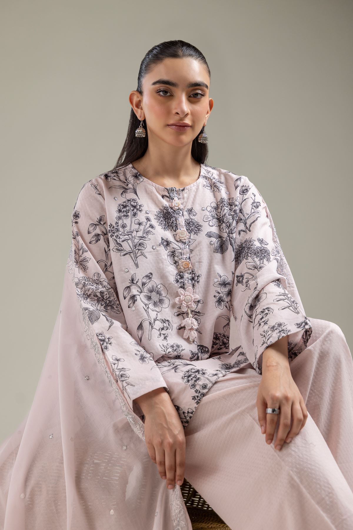 Embroidered Lawn Pink Lawn Dupatta - 1-26-118-A-D-VG